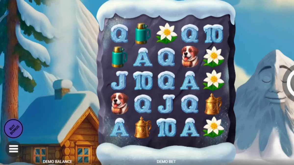 Pemandangan pegunungan bersalju yang indah dalam permainan slot Avalanche